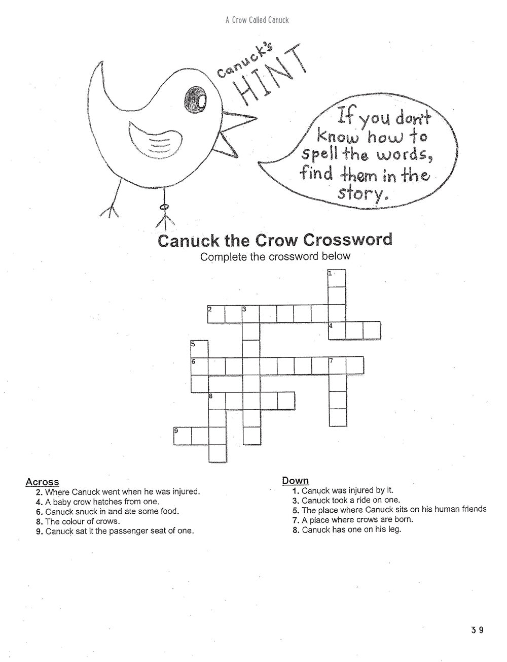 A Crow Called Canuck: a children's activity book